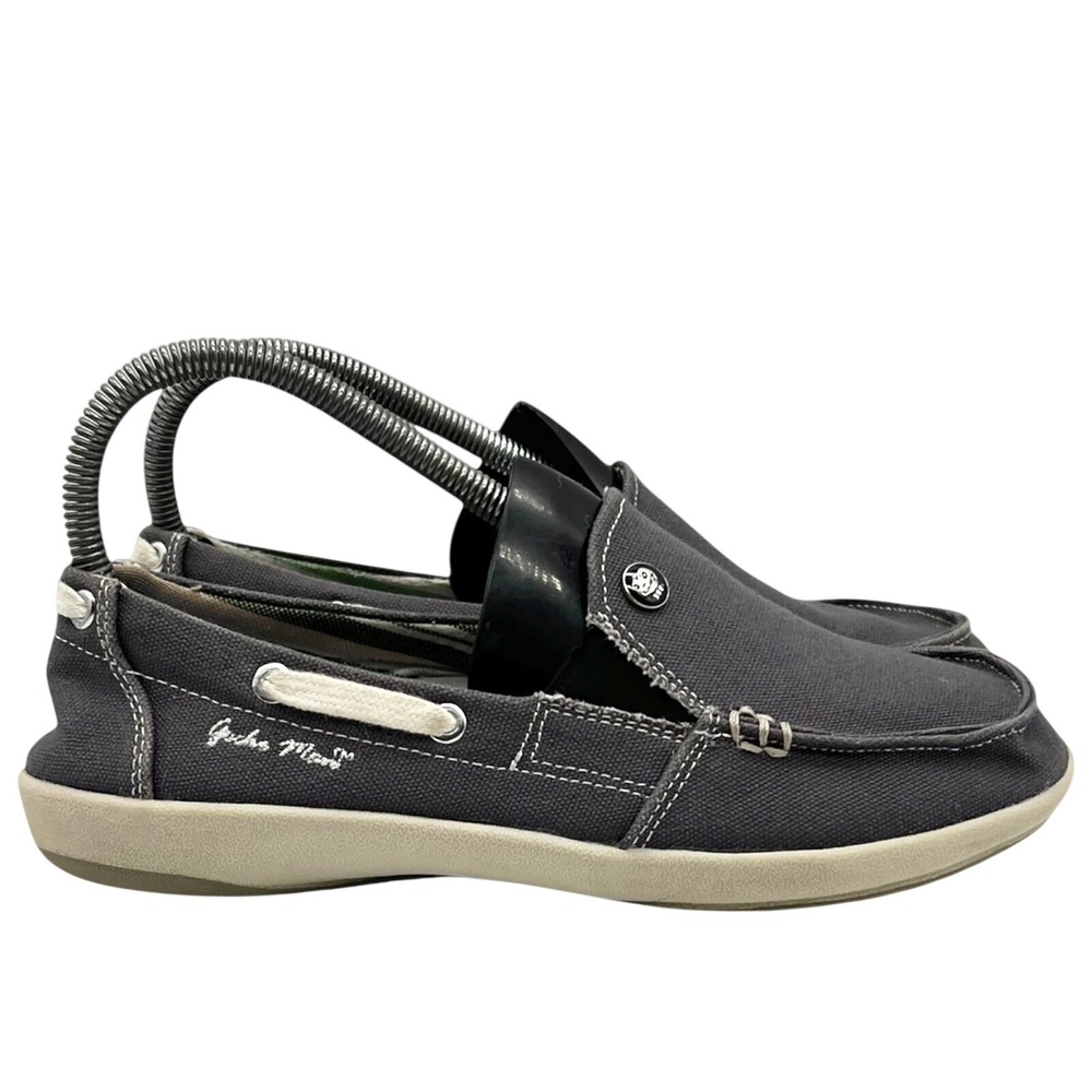 Gecko Man Womens Gray Canvas Arch Support Boat Shoes Slip On Loafers Size 7